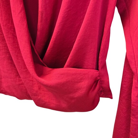 MNG Mango Silky Bell Sleeve Wrap Blouse Size 2 - Picture 5 of 7